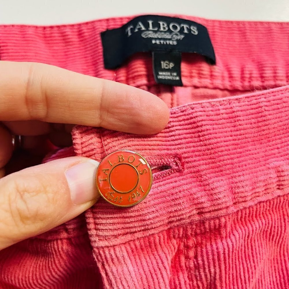 Talbots Pant Trouser Corduroy Barbiecore Pink Signature Boot Holiday Winter 16P - Picture 6 of 12